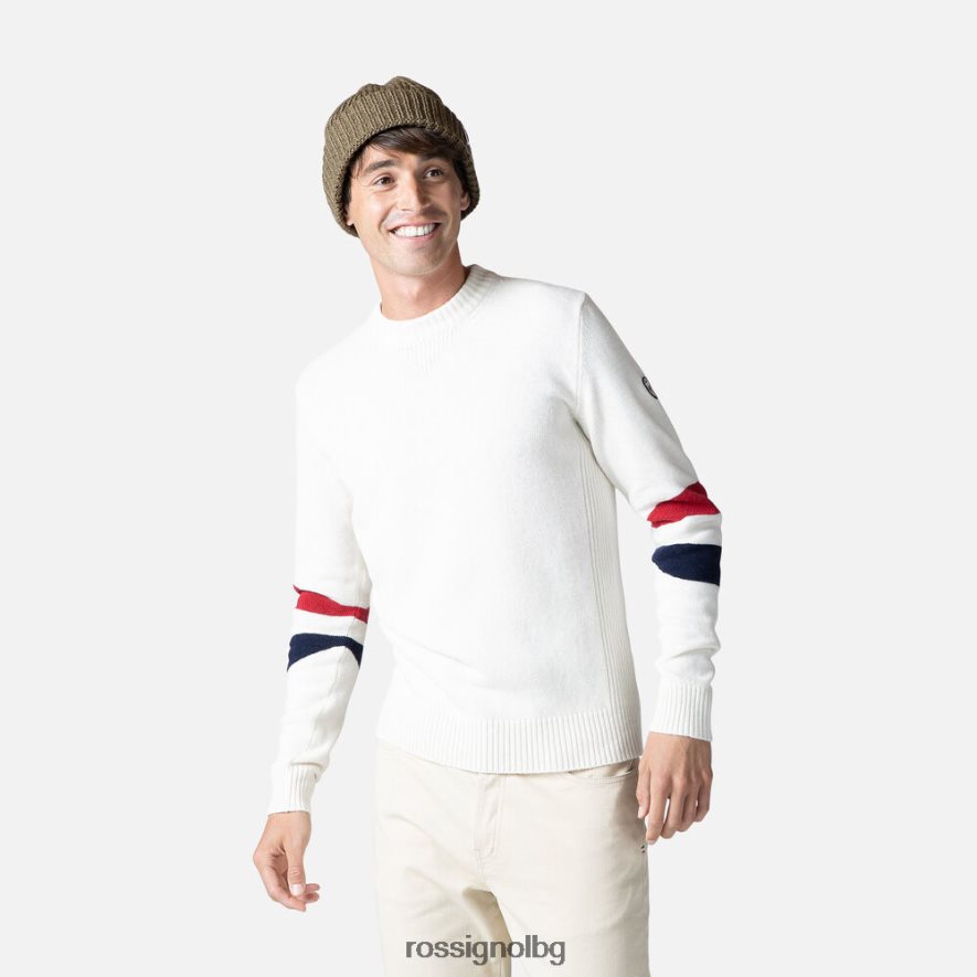 бг Rossignol мъже характерен плетен пуловер бяло 68DD2T441 върхове