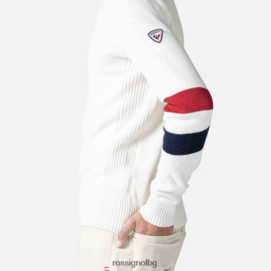 бг Rossignol мъже характерен плетен пуловер бяло 68DD2T441 върхове