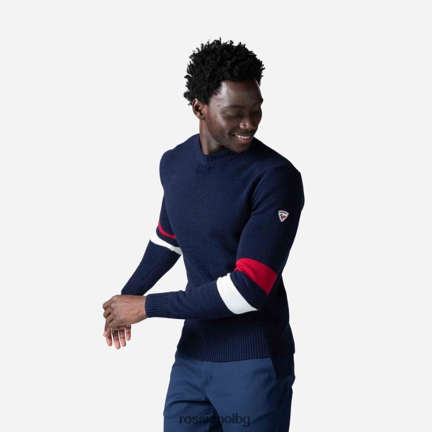 бг Rossignol мъже характерен плетен пуловер тъмно синьо 68DD2T445 върхове