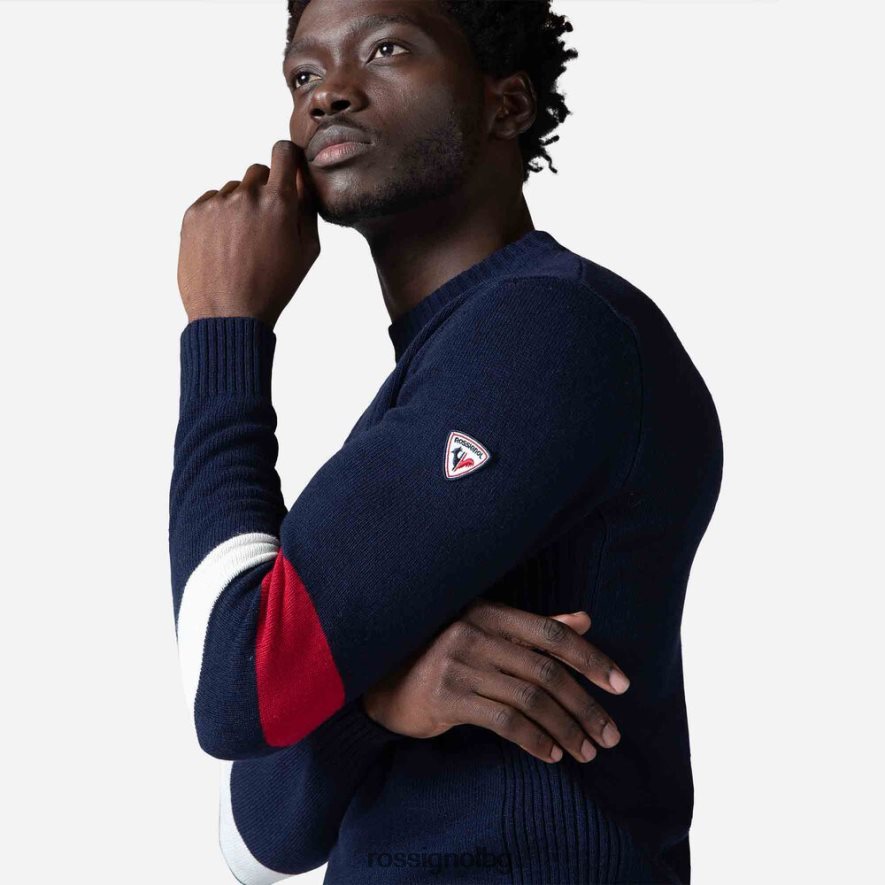 бг Rossignol мъже характерен плетен пуловер тъмно синьо 68DD2T445 върхове